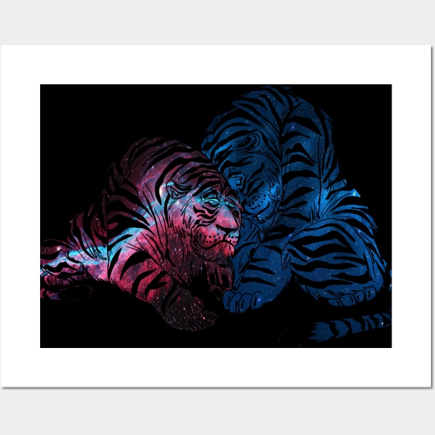 Space tiger cuddles Wall Art by giuliadrawsstuff